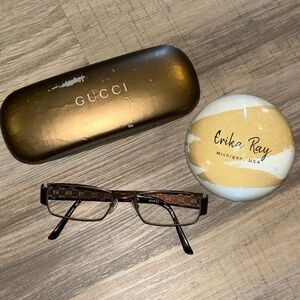 Gucci Brown Monogram Rectangular Frames